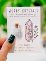 Mollie & Izzie Flesje met worry crystals ROSE QUARTZ