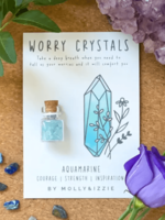 Mollie & Izzie Flesje met worry crystals AQUAMARINE