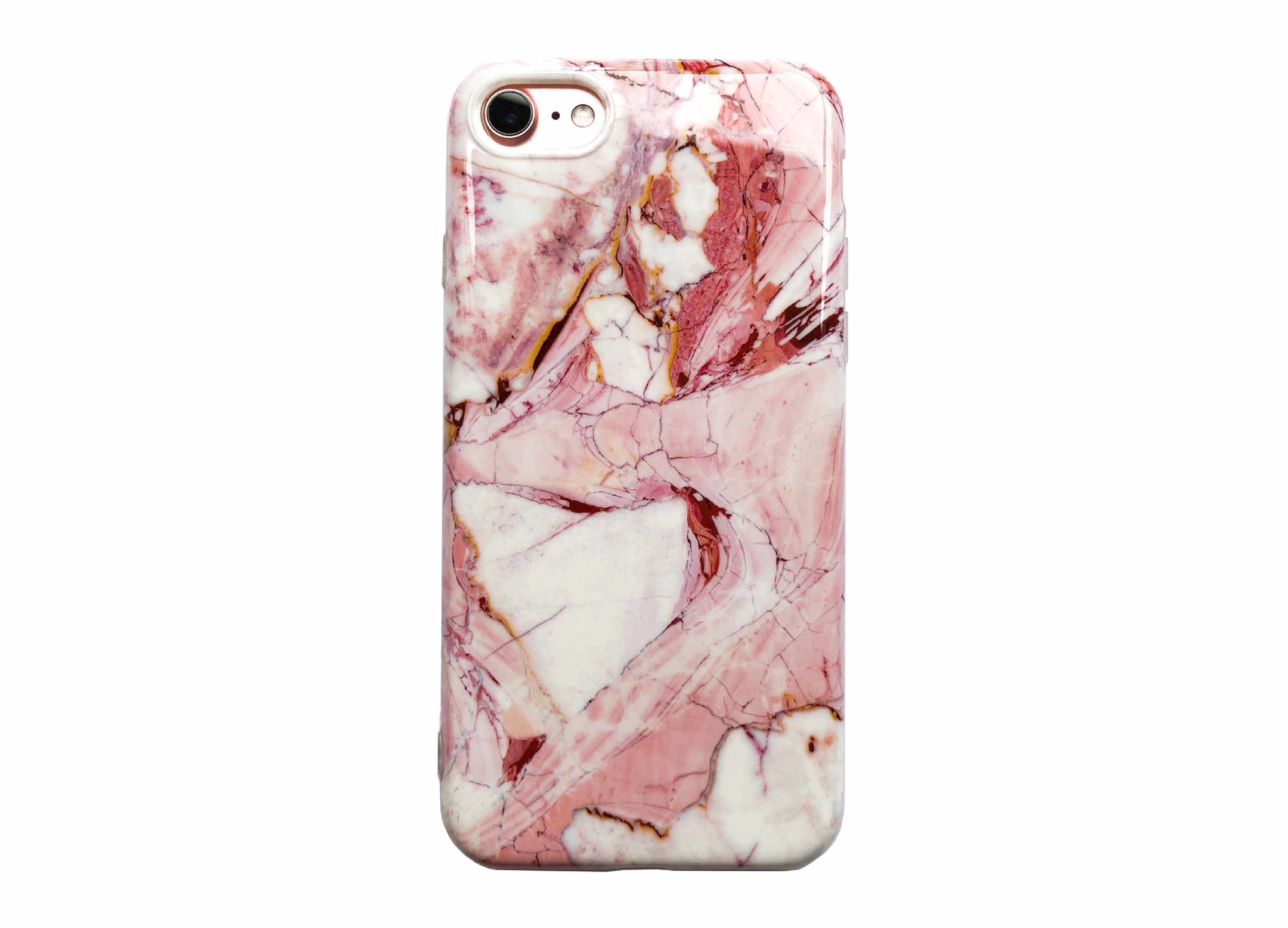 Smartphonehoesje iPhone 13 Pro Max | Marmerlook | Wit met roze