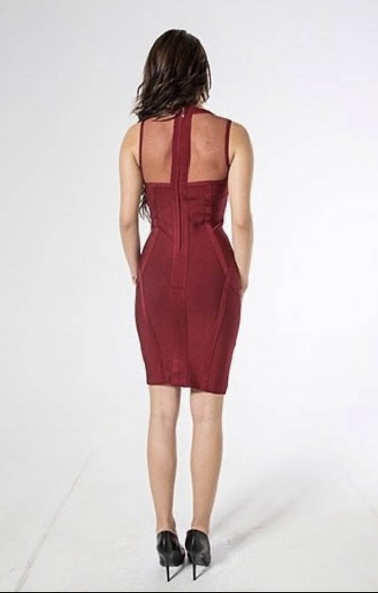 MELLO SLIMFIT DRESS BORDEAUX