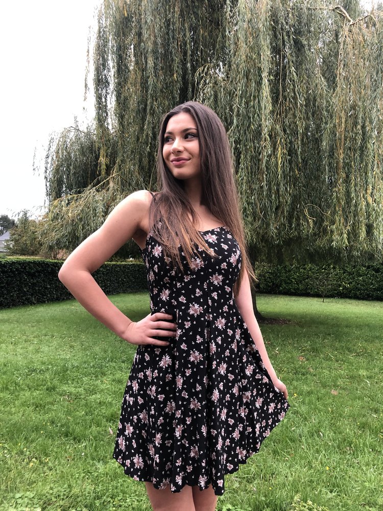 DONNA DRESS FLOWER BLACK