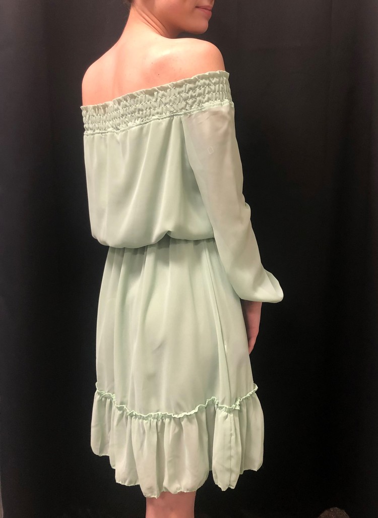 JADE OFF SHOULDER DRESS GREEN