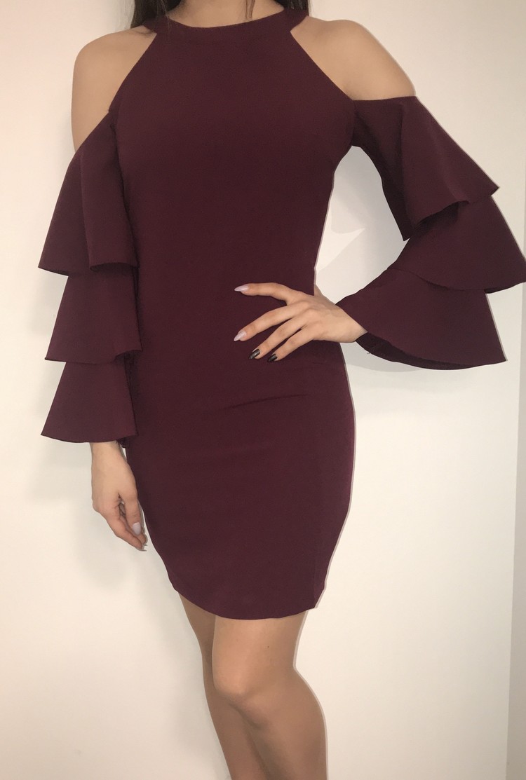 VICKY DRESS DARK BORDEAUX