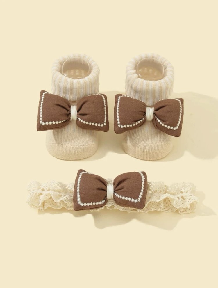 SOCKS SET BOW BROWN