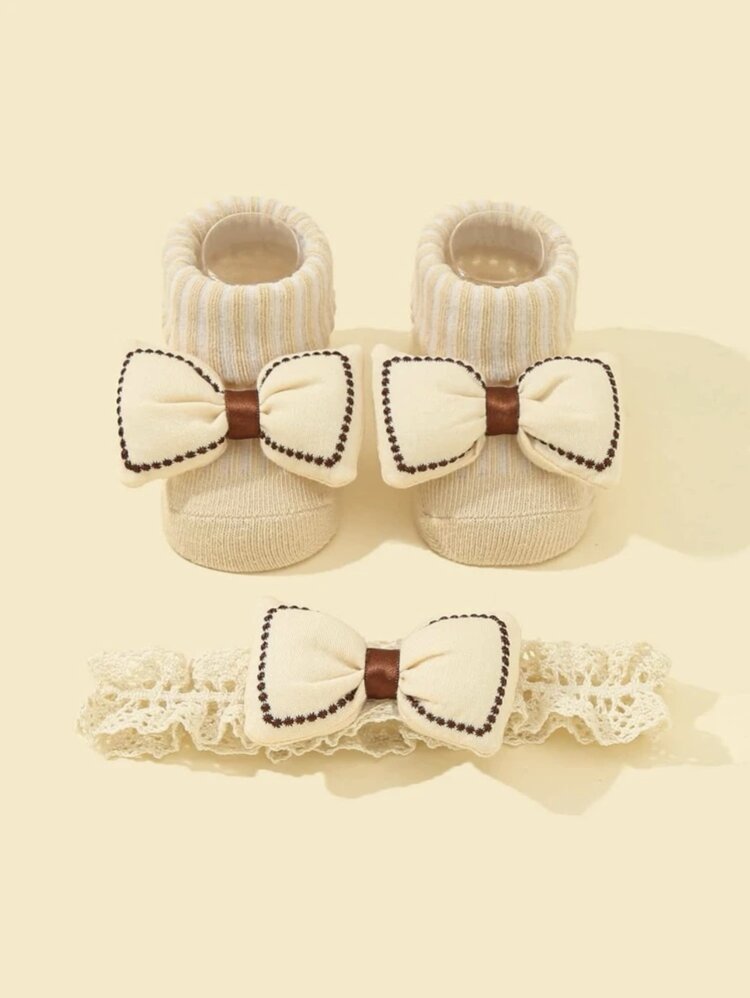 SOCKS SET BOW ECRU