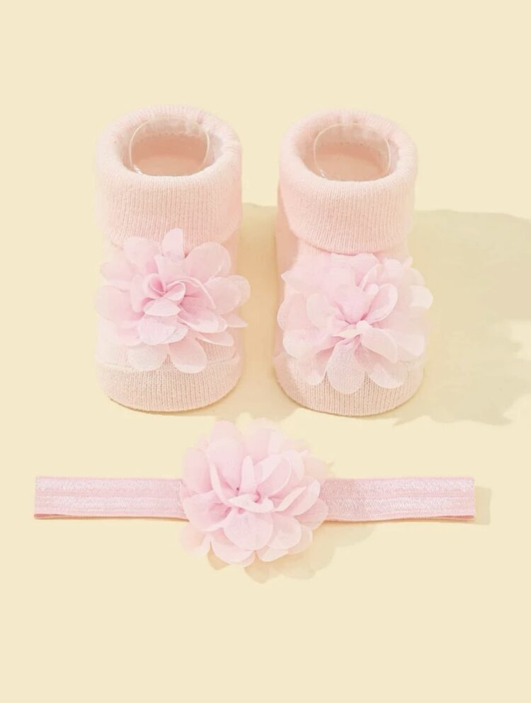 SOCKS SET FLOWER BABY PINK