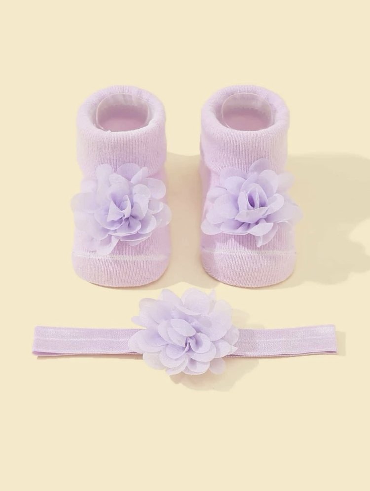 SOKJES SET BLOEM LILA