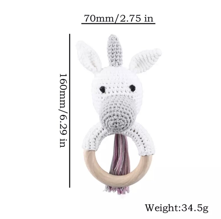 TEETHING RING UNICORN WOOD