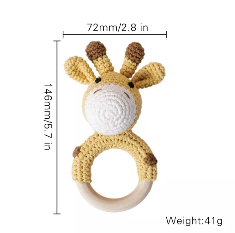 TEETHING RING GIRAFFE WOOD