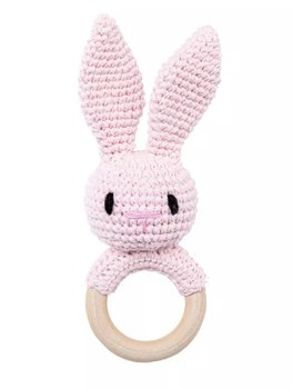 BIJTRING KONIJN HOUT ROZE