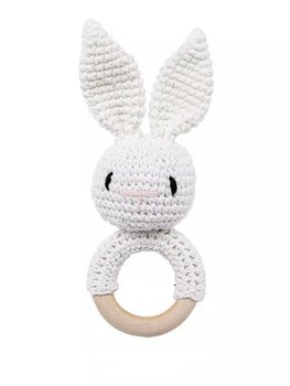 TEETHING RING BUNNY WOOD WHITE