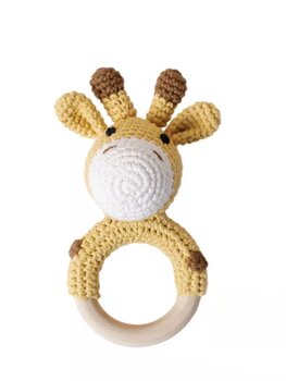 TEETHING RING GIRAFFE WOOD