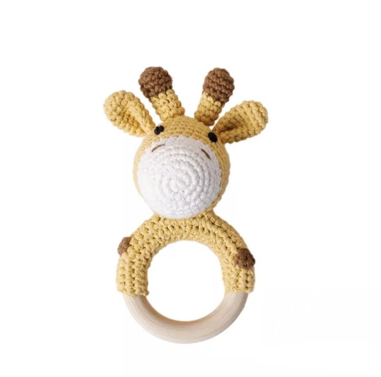TEETHING RING GIRAFFE WOOD