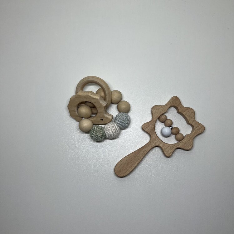 TEETHING RING HEDGEHOG WOOD SET