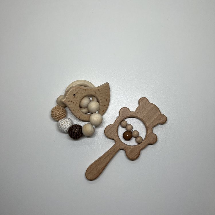 TEETHING RING BIRD WOOD SET