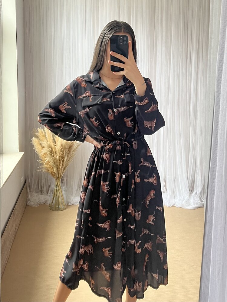 ASHY DRESS BLACK LEOPARD