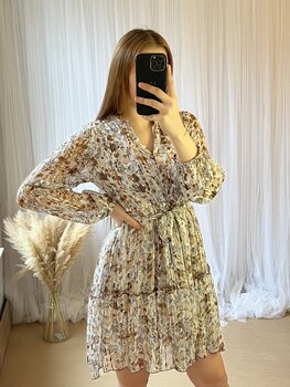 FELICIA DRESS BROWN WHITE