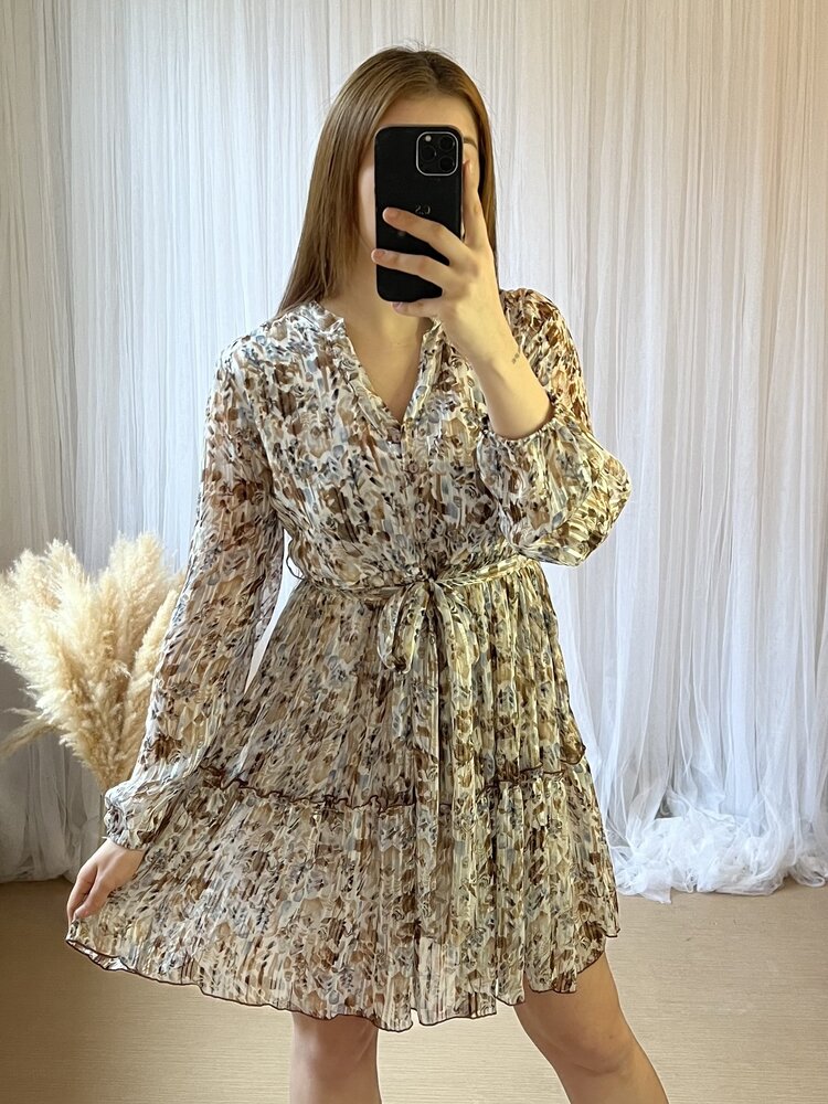 FELICIA DRESS BROWN/BLUE  MULTI COLOR