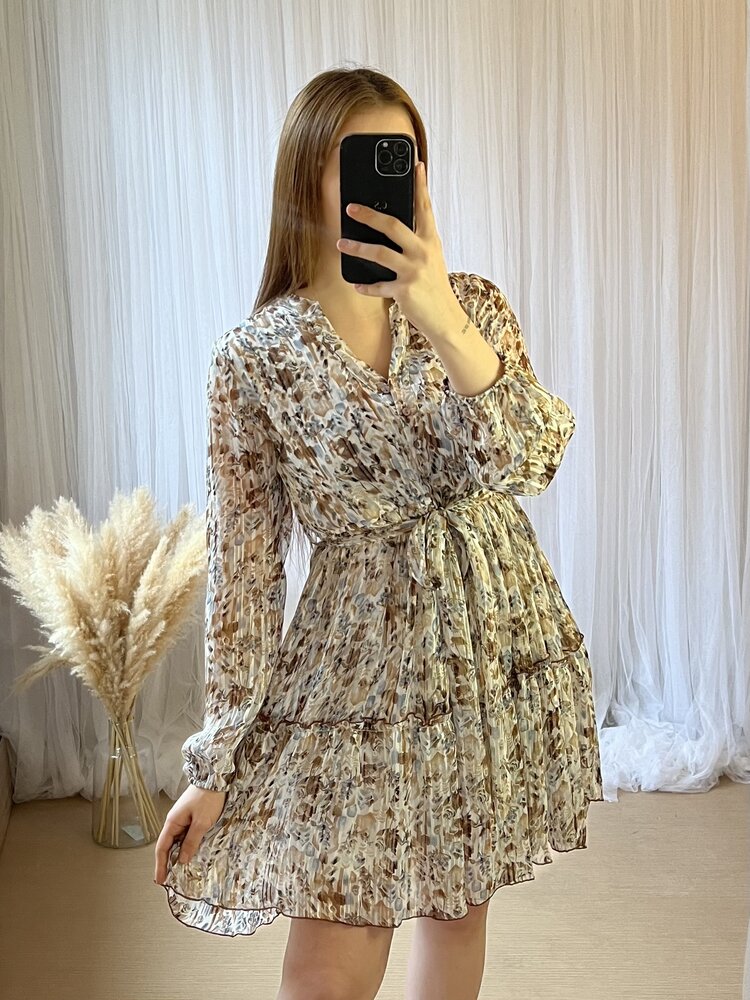 FELICIA DRESS BROWN WHITE