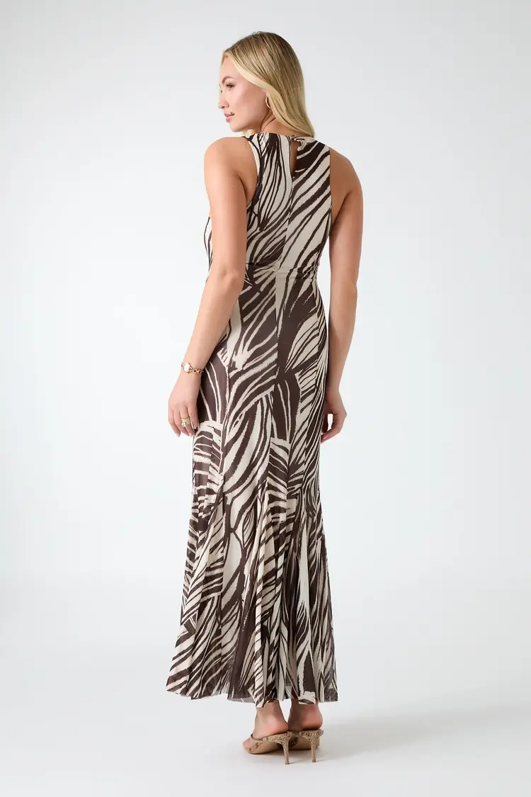 GUESS® GUESS®  - MESH MAXI DRESS  COLOR: BROWN MULTI