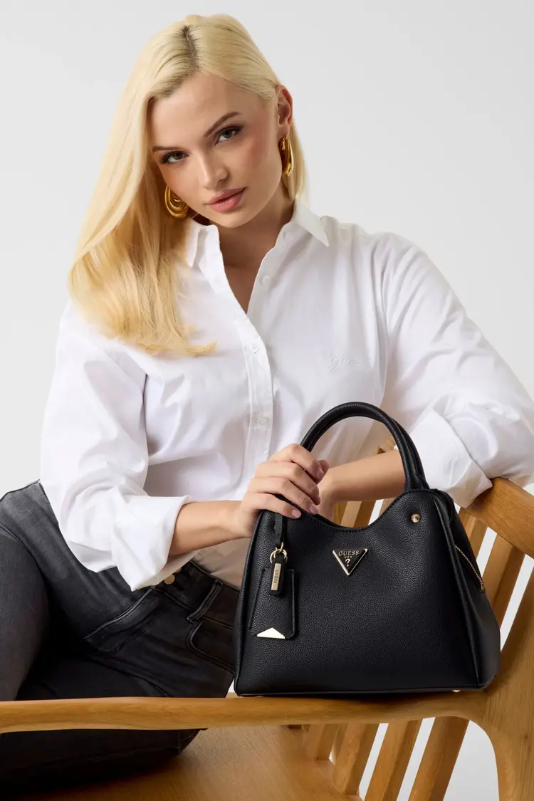 GUESS® GUESS - HANDTAS MERIDIAN LOGO - COLOR COAL LOGO -  ZWART
