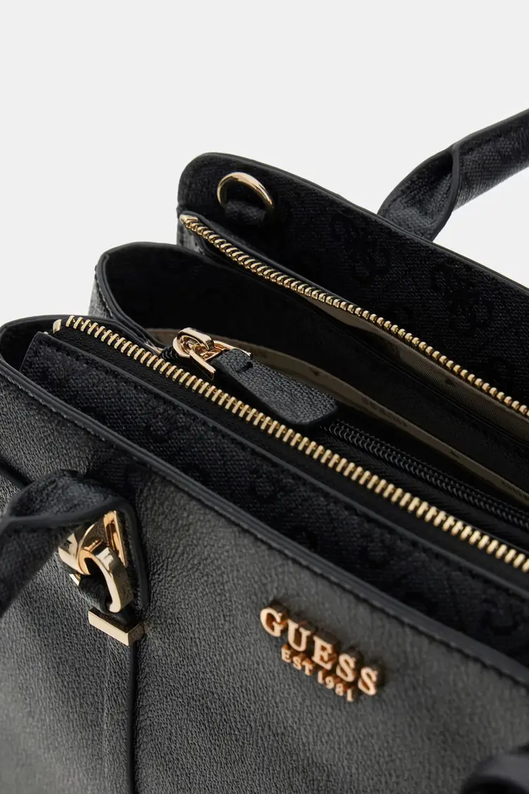 GUESS® GUESS  HANDBAG - LEONA LOGO -  COLOR COAL LOGO BLACK