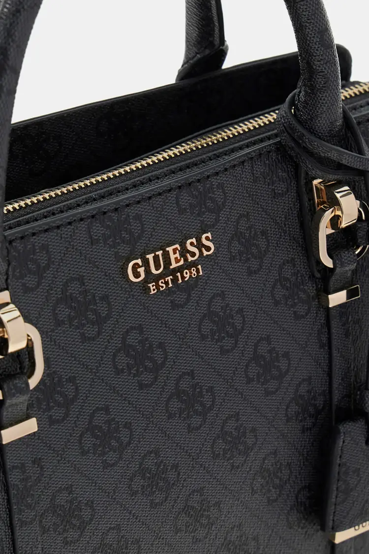 GUESS® GUESS HANDTAS  - LEONA LOGO -  COLOR COAL LOGO  ZWART