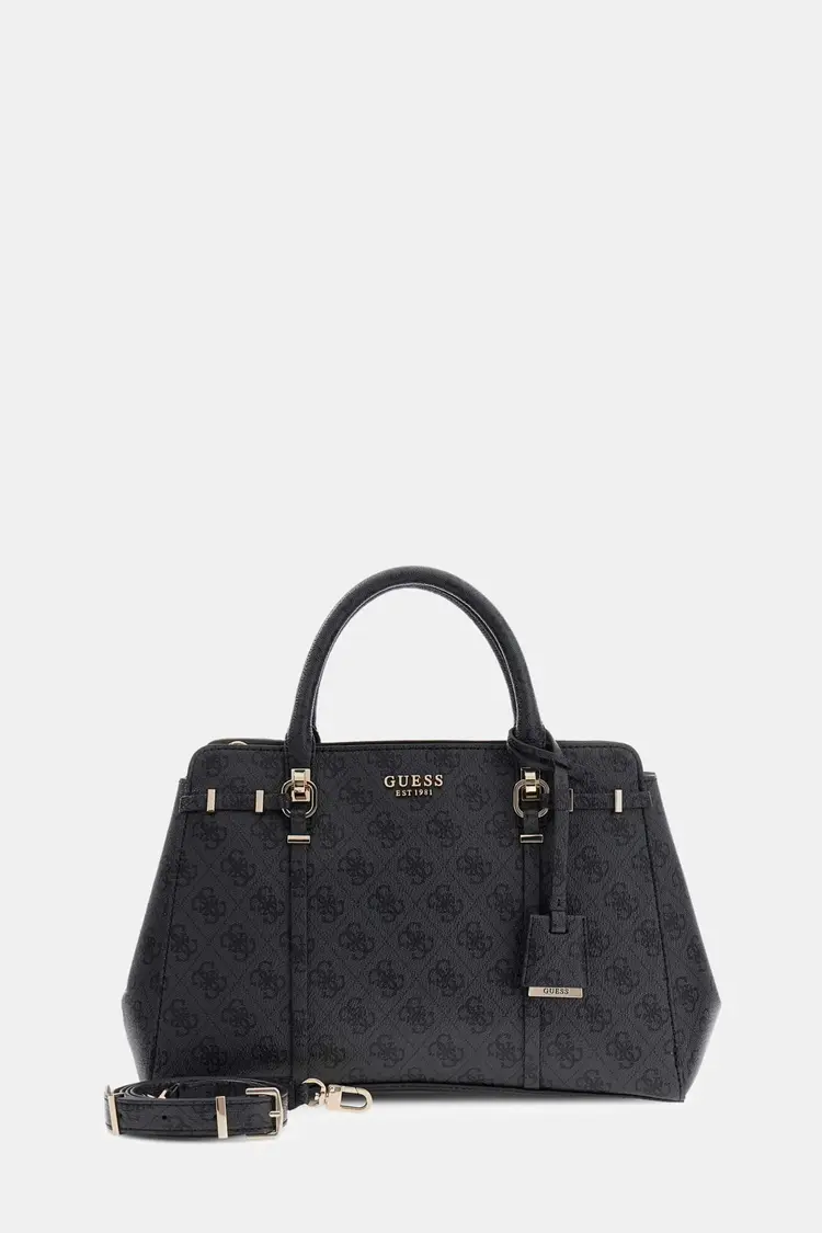 GUESS® GUESS  HANDBAG - LEONA LOGO -  COLOR COAL LOGO BLACK