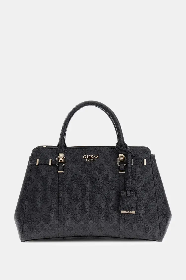 GUESS® GUESS  HANDBAG - LEONA LOGO -  COLOR COAL LOGO BLACK