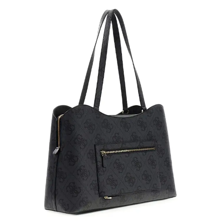 GUESS®  GUESS  JANIE  LOGO TOTE BAG - BIG SHOPPER - COAL LOGO