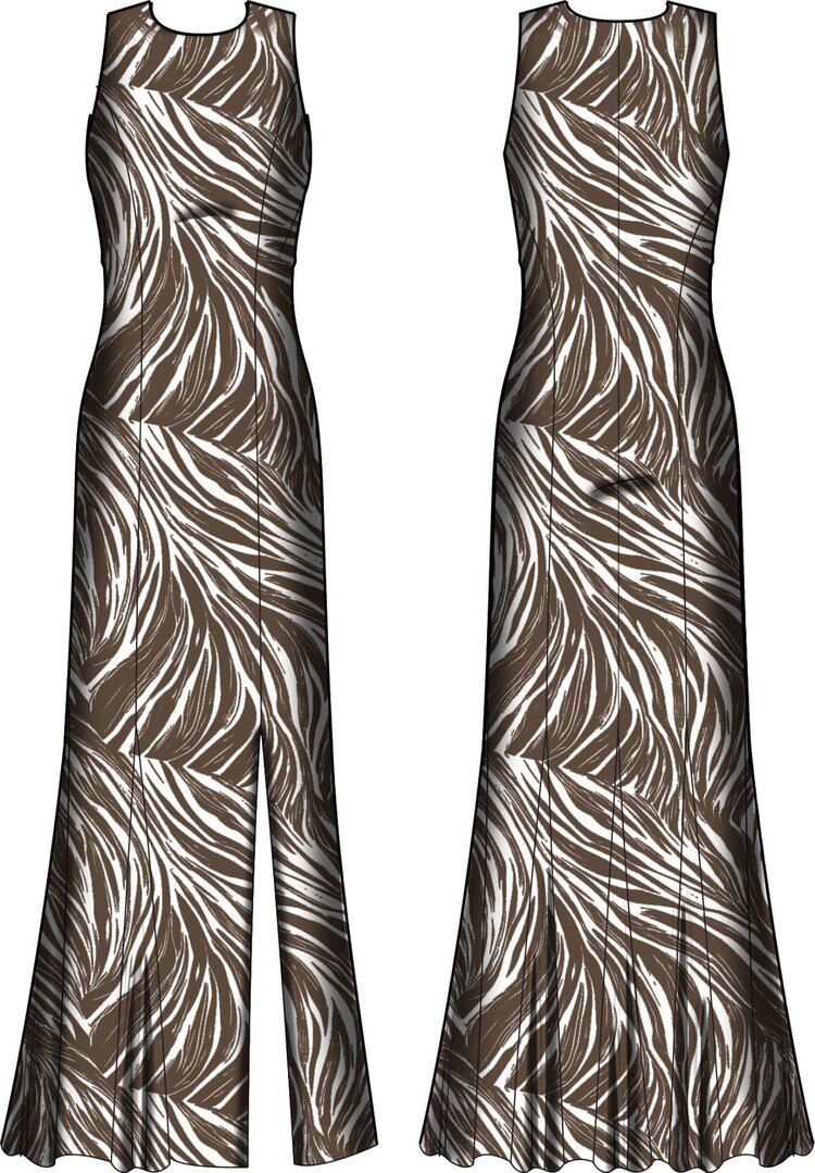 GUESS® GUESS®  - MESH MAXI DRESS  COLOR: BROWN MULTI