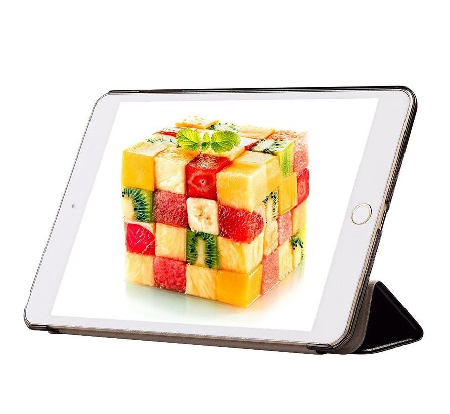 Apple iPad Mini 1 / 2 / 3 - Smart Book Case Retro Leather Hoes voor bescherming voor- en achterkant - Kleur Zwart