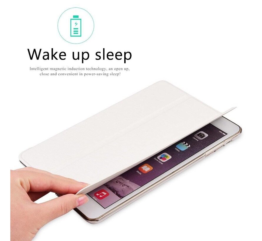Apple iPad Mini 1 / 2 / 3 - Smart Book Case Retro Leather Hoes voor bescherming voor- en achterkant - Kleur Wit