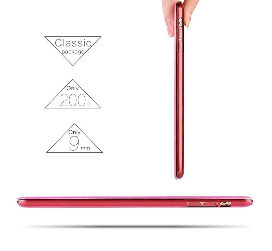 Apple iPad Mini 1 / 2 / 3 - Smart Book Case Retro Leather Hoes voor bescherming voor- en achterkant - Kleur Hot Pink