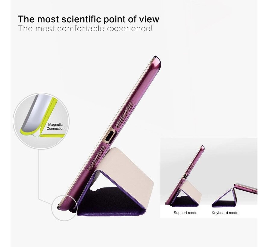 Apple iPad 2 / 3 / 4 - Smart Book Case Retro Leather Hoes voor bescherming voor- en achterkant - Kleur Paars