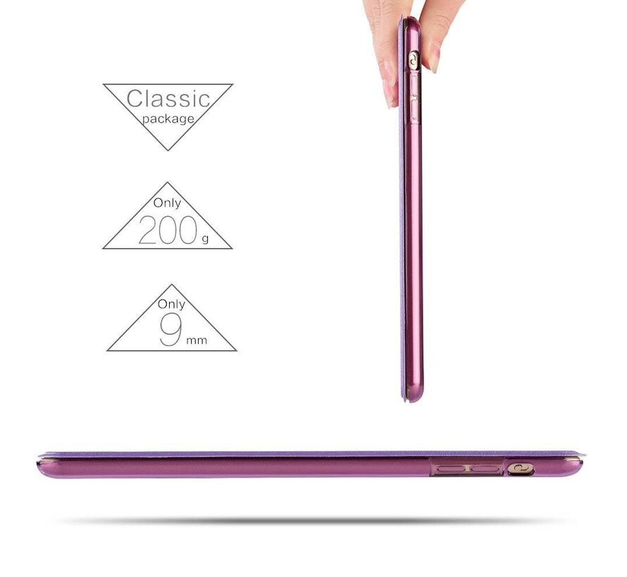 Apple iPad 2 / 3 / 4 - Smart Book Case Retro Leather Hoes voor bescherming voor- en achterkant - Kleur Paars
