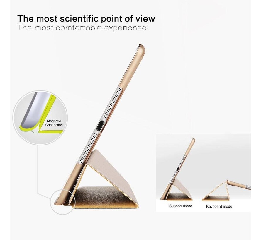 Apple iPad 2 / 3 / 4 - Smart Book Case Retro Leather Hoes voor bescherming voor- en achterkant - Kleur Goud