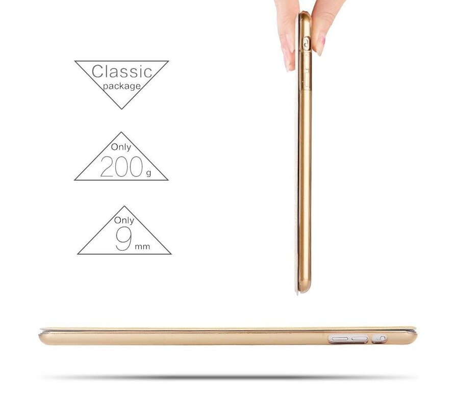 Apple iPad 2 / 3 / 4 - Smart Book Case Retro Leather Hoes voor bescherming voor- en achterkant - Kleur Goud