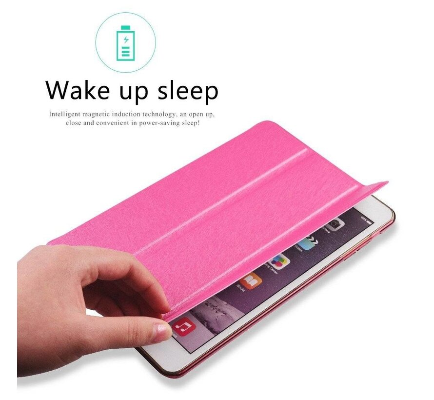 Apple iPad Air 1 - Smart Book Case Retro Leather Hoes voor bescherming voor- en achterkant - Kleur Hot Pink
