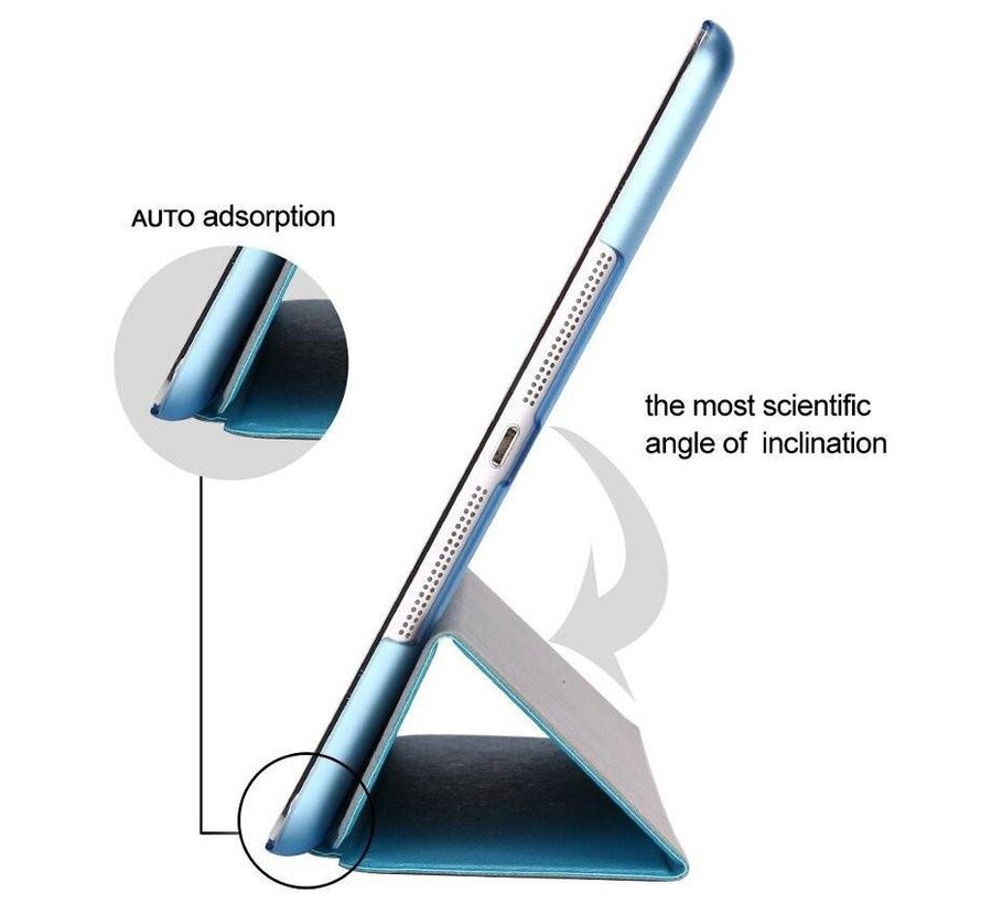 Apple iPad Air 2 - Smart Book Case Retro Leather Hoes voor bescherming voor- en achterkant - Kleur Aqua