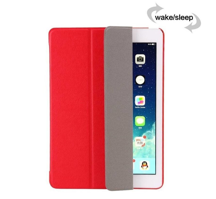 Apple iPad Air 2 - Smart Book Case Retro Leather Hoes voor bescherming voor- en achterkant- Kleur Rood