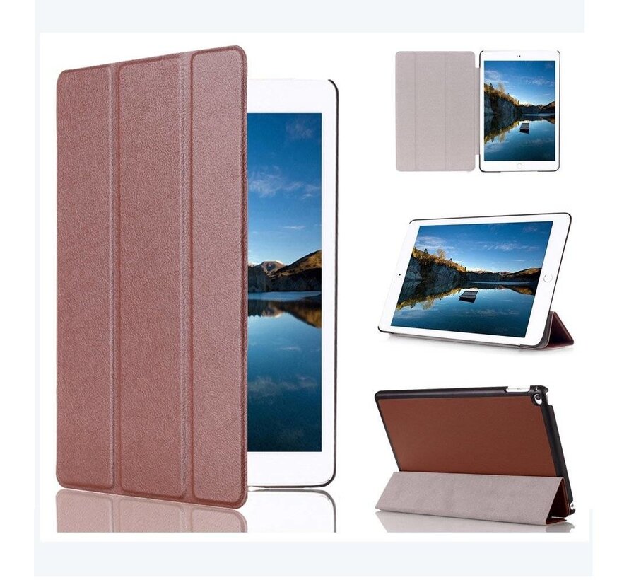 Apple iPad Mini 4 - Fold Stand Smart Case Leather Book Hoes voor bescherming voor- en achterkant - Kleur Bruin