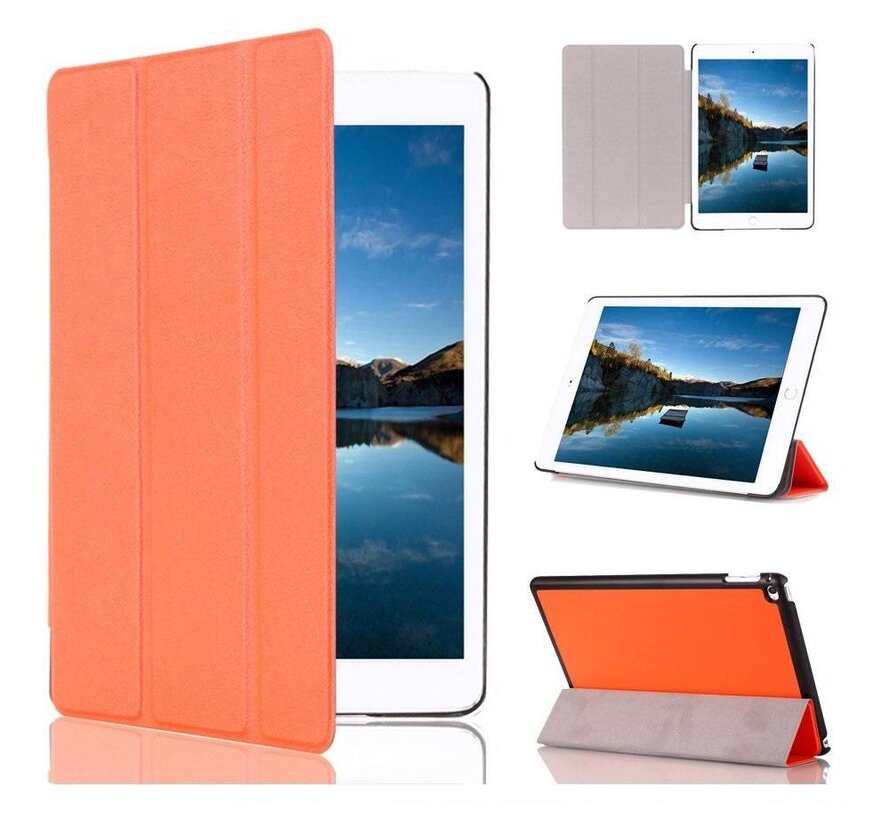 Apple iPad Mini 4 - Fold Stand Smart Case Leather Book Hoes voor bescherming voor- en achterkant - Kleur Oranje
