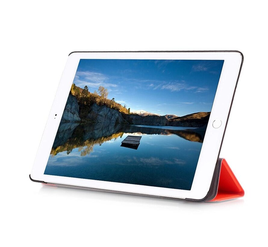 Apple iPad Mini 4 - Fold Stand Smart Case Leather Book Hoes voor bescherming voor- en achterkant - Kleur Rood