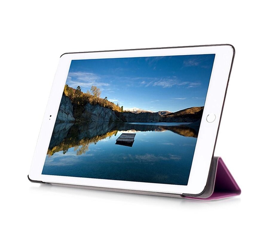 Apple iPad Air 2 - Fold Stand Smart Case Leather Book Hoes voor bescherming voor- en achterkant - Kleur Paars