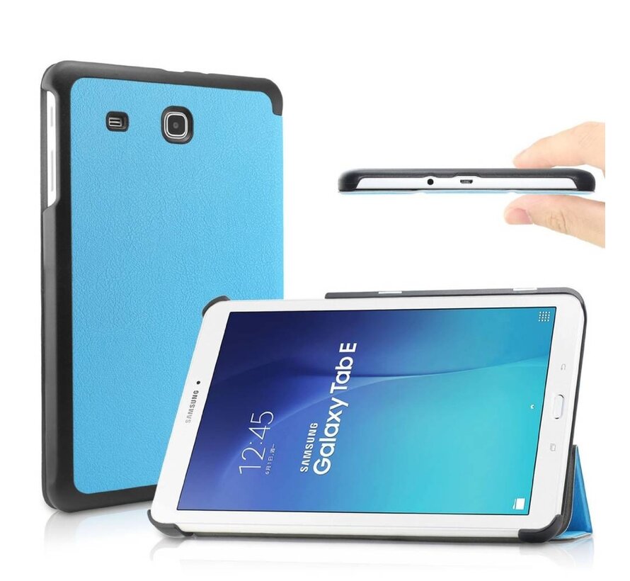 Samsung Galaxy Tab E 9.6 T560 / T561 - Fold Stand Smart Case Leather Book Hoes voor bescherming voor- en achterkant - Kleur Aqua
