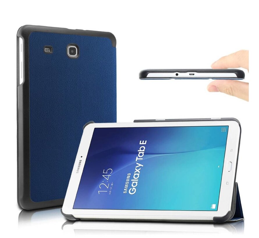Samsung Galaxy Tab E 9.6 T560 / T561 - Fold Stand Smart Case Leather Book Hoes voor bescherming voor- en achterkant - Kleur Blauw