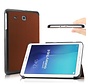 Samsung Galaxy Tab E 9.6 T560 / T561 - Fold Stand Smart Case Leather Book Hoes voor bescherming voor- en achterkant - Kleur Bruin