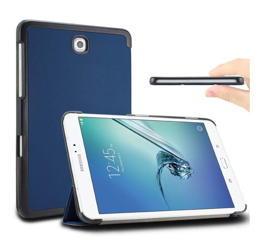 Samsung Galaxy Tab S2 9.7 T810 / T815 - Fold Stand Smart Case Leather Book Hoes voor bescherming voor- en achterkant - Kleur Blauw