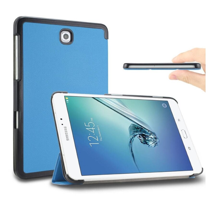 Samsung Galaxy Tab S2 8.0 T715 / T710 - Fold Stand Smart Case Leather Book Hoes voor bescherming voor- en achterkant - Kleur Aqua